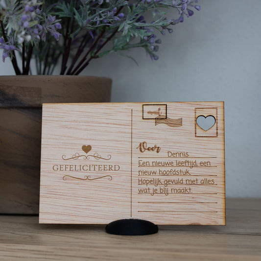 Houten kaart - Gefeliciteerd