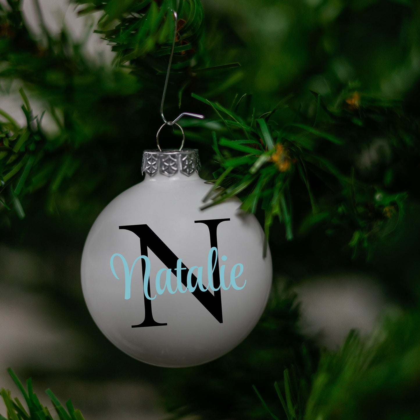 Kerstbal Wit - Naam + Hoofdletter