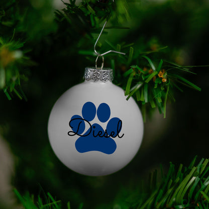 Kerstbal Wit - Naam + Pootje