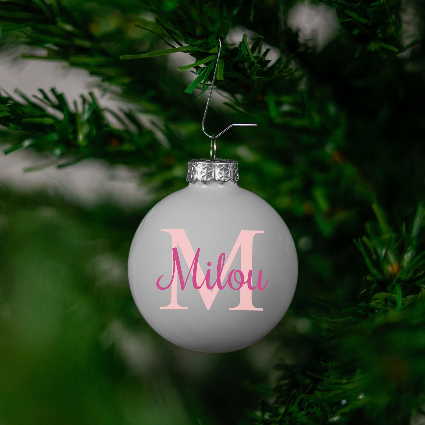 Kerstbal Wit - Naam + Hoofdletter