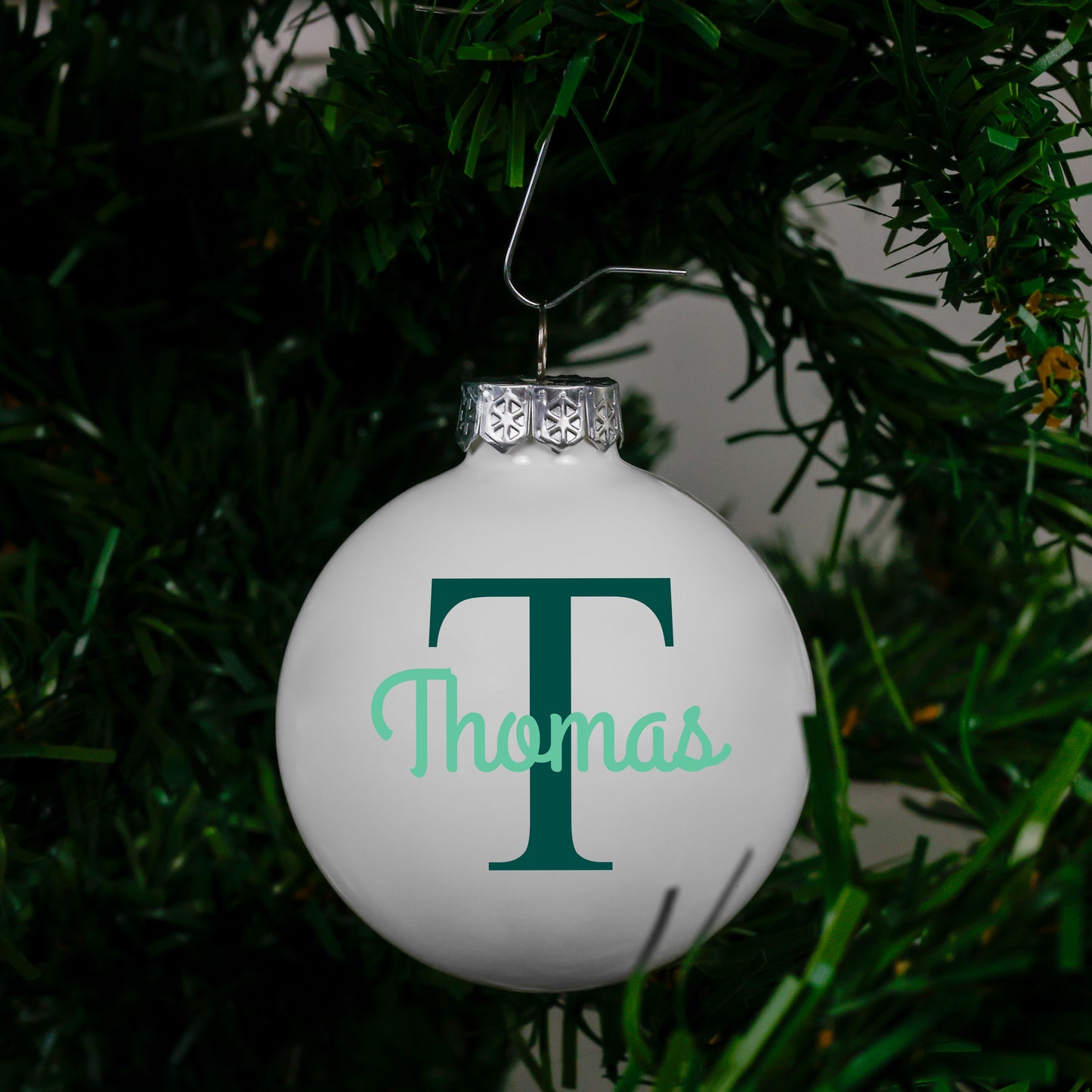Kerstbal Wit - Naam + Hoofdletter