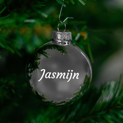 Kerstbal Zilver Glans - Naam