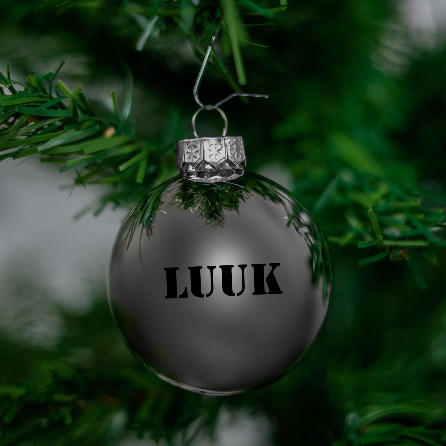 Kerstbal Zilver Glans - Naam