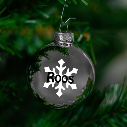 Kerstbal Zilver Glans - Naam + Sneeuwvlok