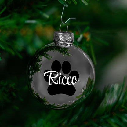 Kerstbal Zilver Glans - Naam + Pootje