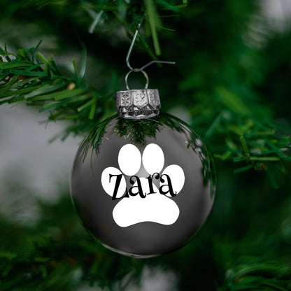 Kerstbal Zilver Glans - Naam + Pootje