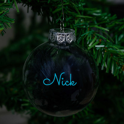 Kerstbal Zwarte Veertjes - Naam