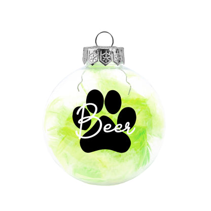 Kerstbal Groene Veertjes- Naam + Pootje