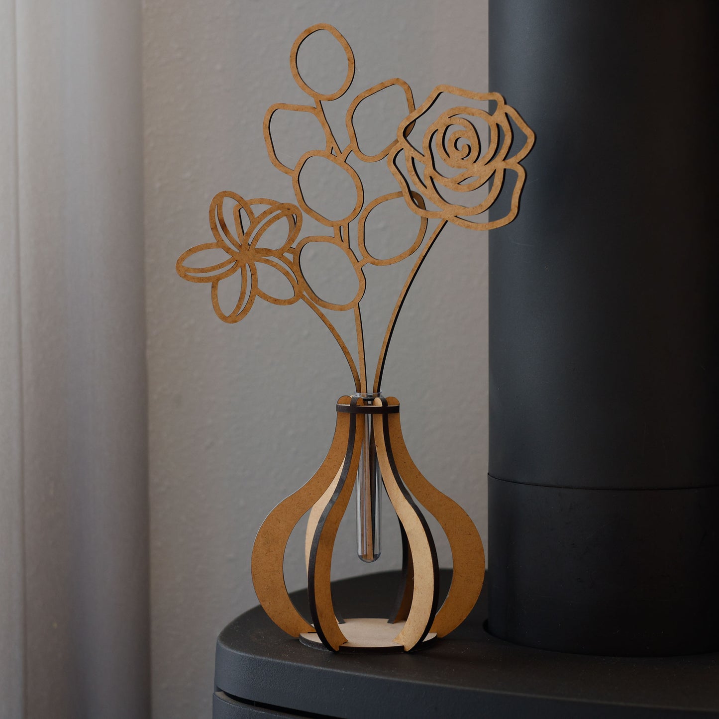 Houten bloemenvaasje