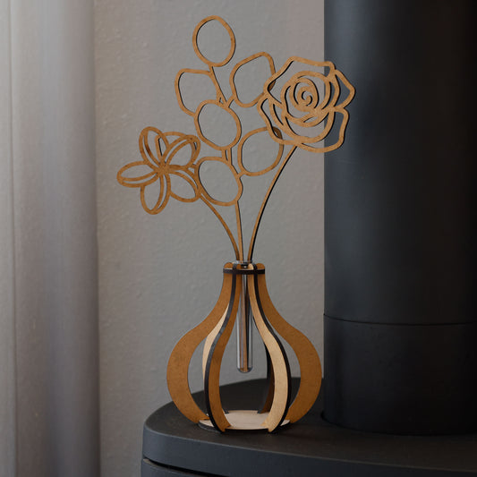 Houten bloemenvaasje