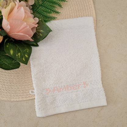 Washandje met naam bedrukt